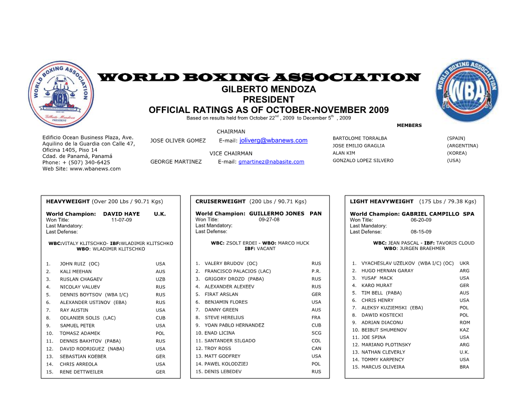 World Boxing Association Gilberto Mendoza