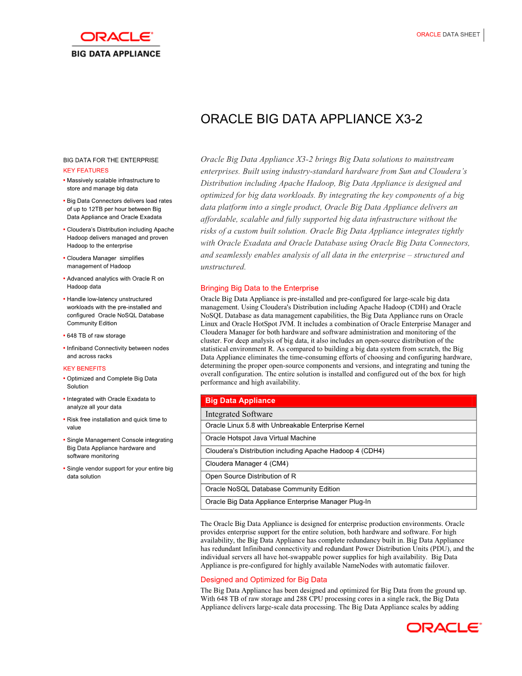 Oracle Big Data Appliance X3-2