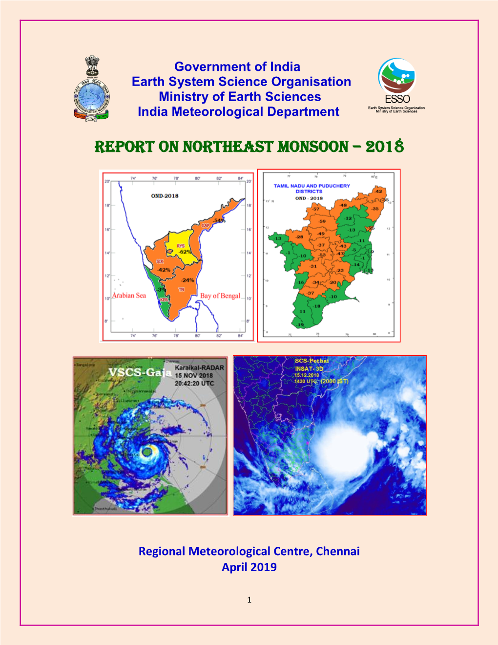 Report on Northeast Monsoon – 2018