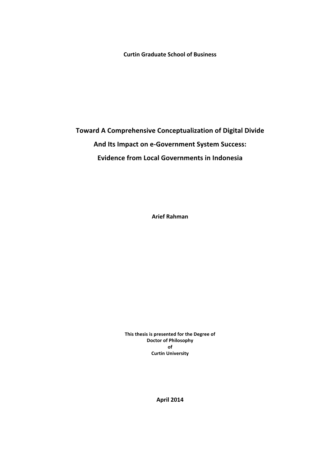 Toward a Comprehensive Conceptualization of Digital Divide and Its Impact on E-Government System Success: Evidence from Local Governments in Indonesia