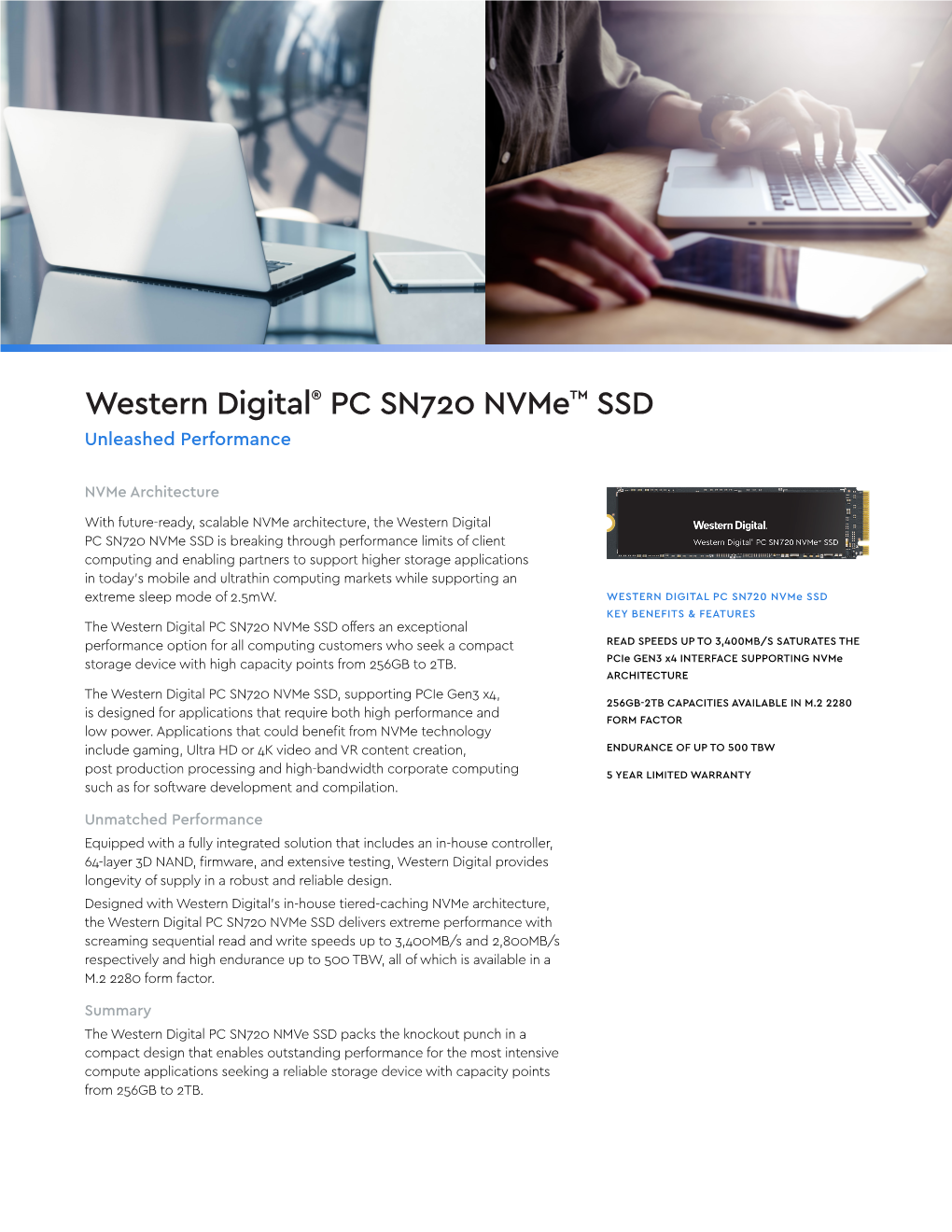 Western Digital® PC SN720 Nvme™ SSD Unleashed Performance