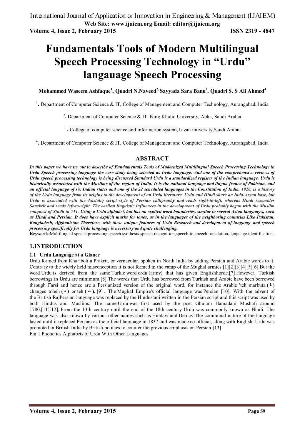 Urdu” Langauage Speech Processing