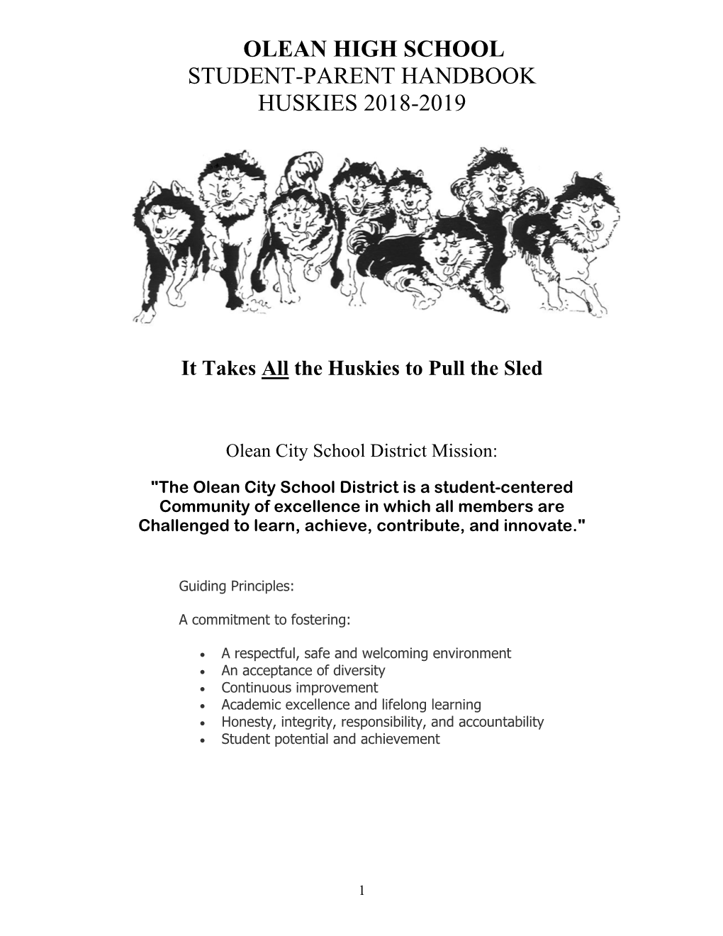 Olean High School Student-Parent Handbook Huskies 2018-2019