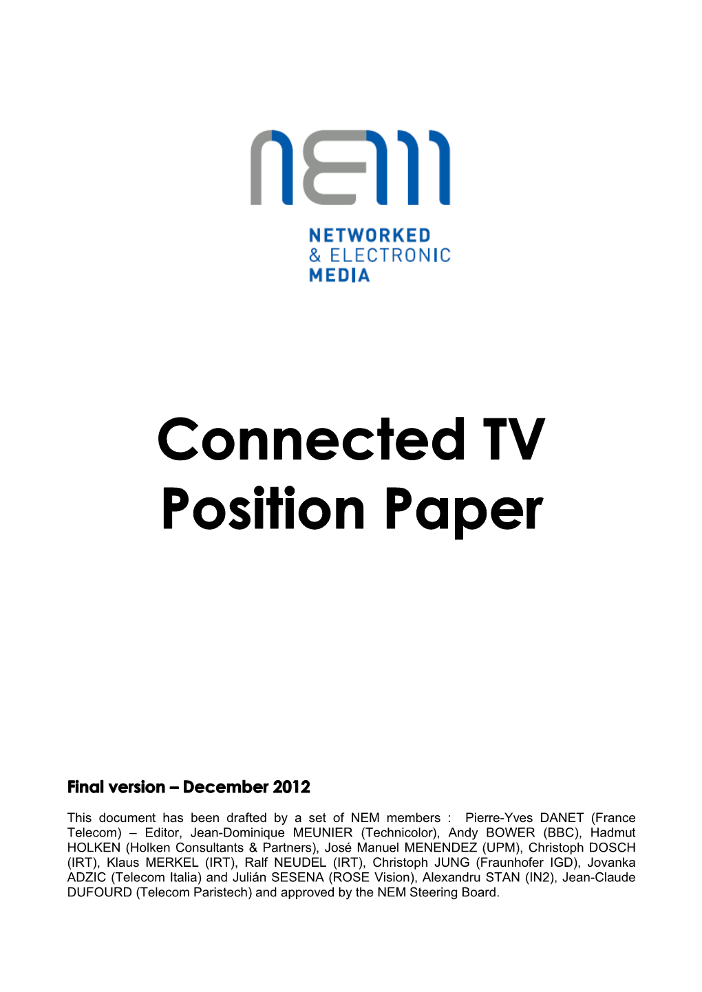 Position Paper on Connected TV