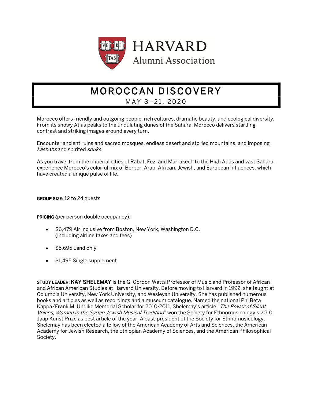 Moroccan Discovery May 8–21, 2020