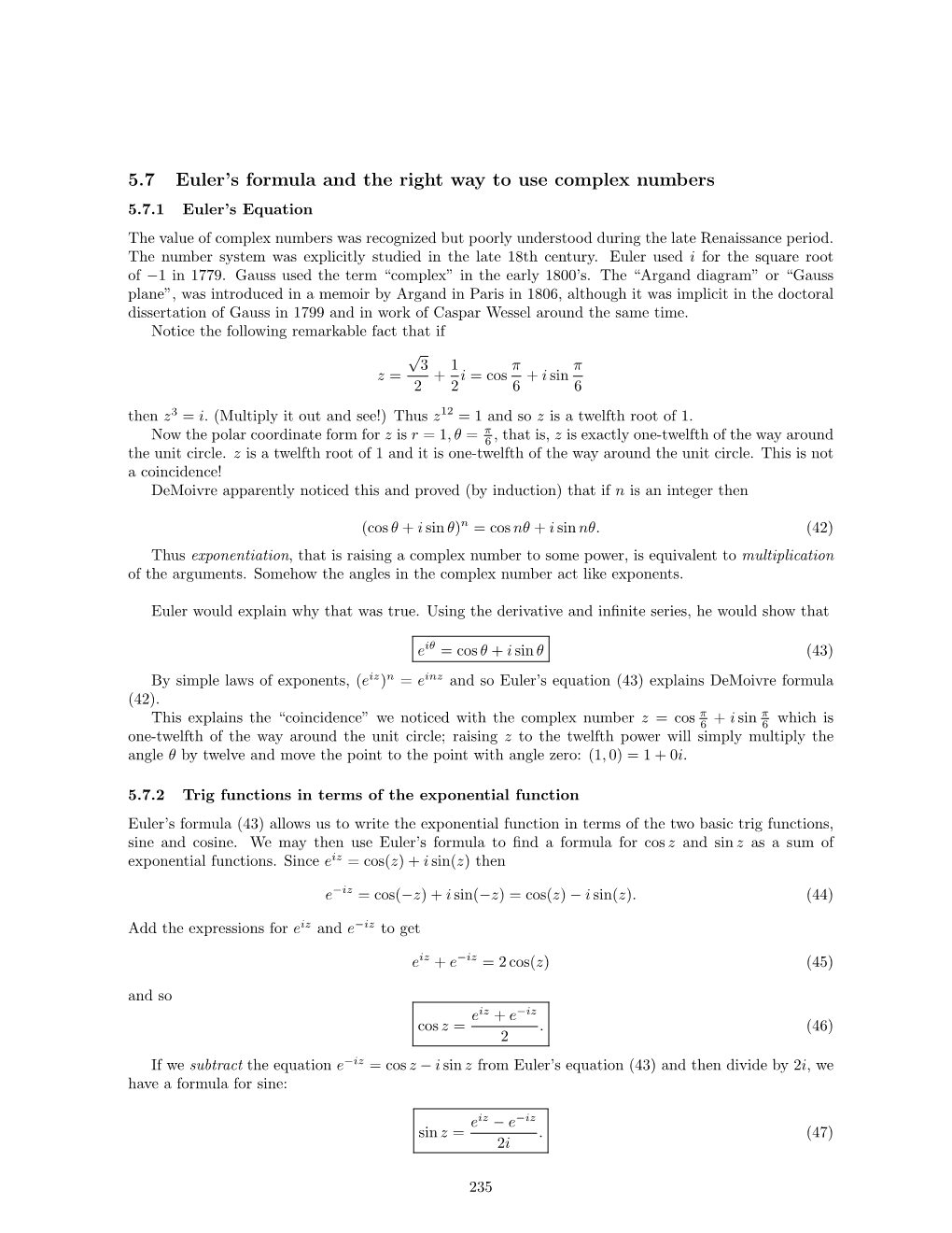 5.7 Euler's Formula and the Right Way to Use Complex Numbers