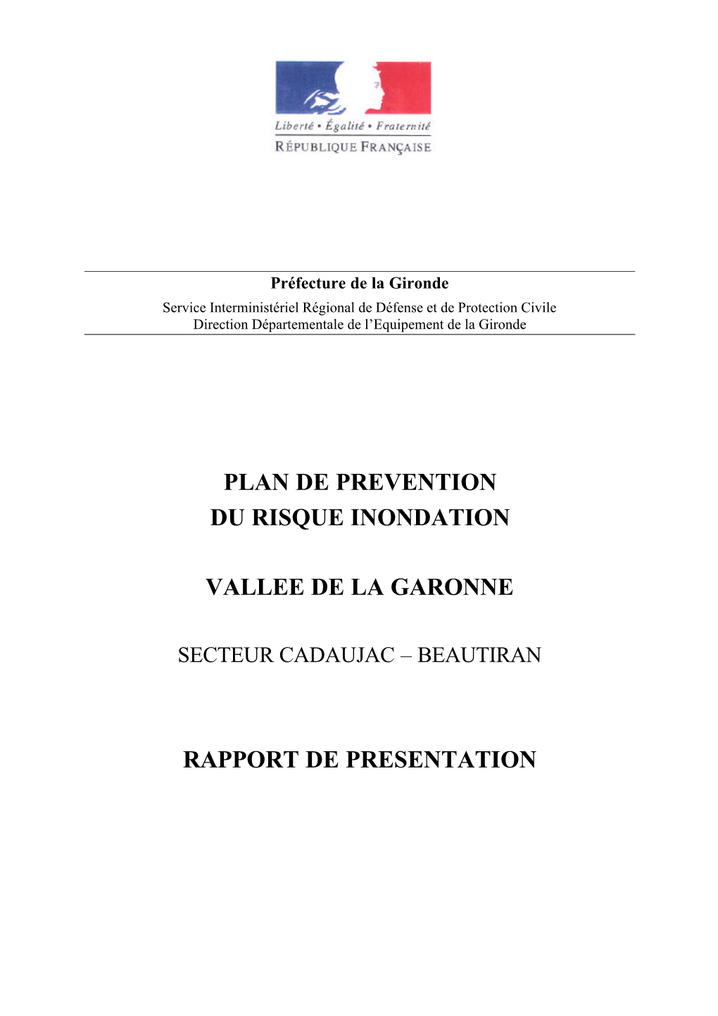 Plan De Prevention Du Risque Inondation Vallee De La Garonne