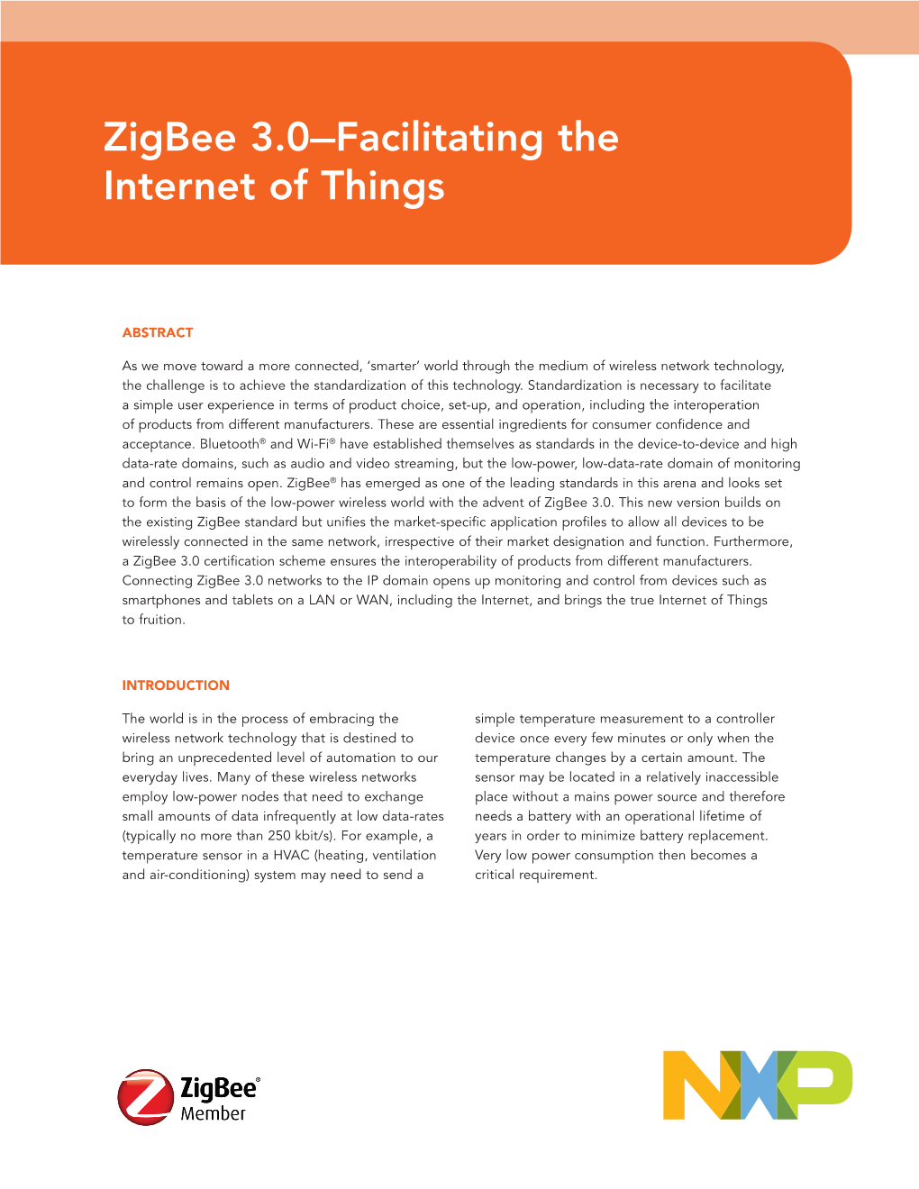 Zigbee 3.0–Facilitating the Internet of Things
