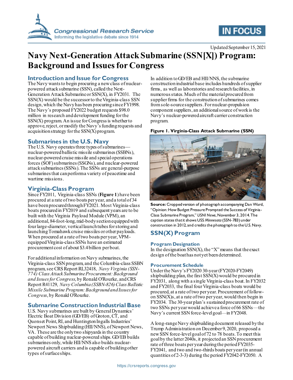 Navy Next-Generation Attack Submarine (SSN[X]) Program: Background and Issues for Congress