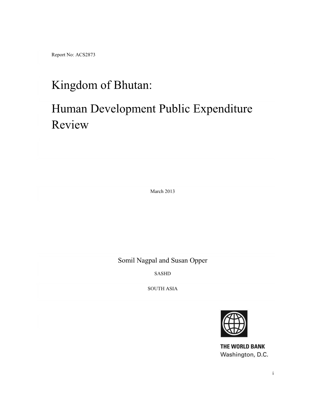 Kingdom of Bhutan: Human Development Public Expenditure