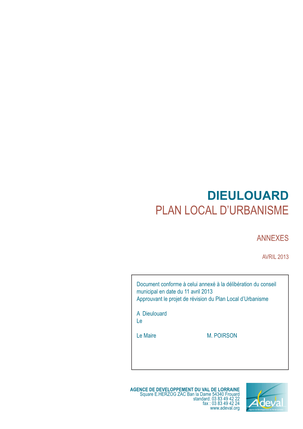 Dieulouard Plan Local D’Urbanisme