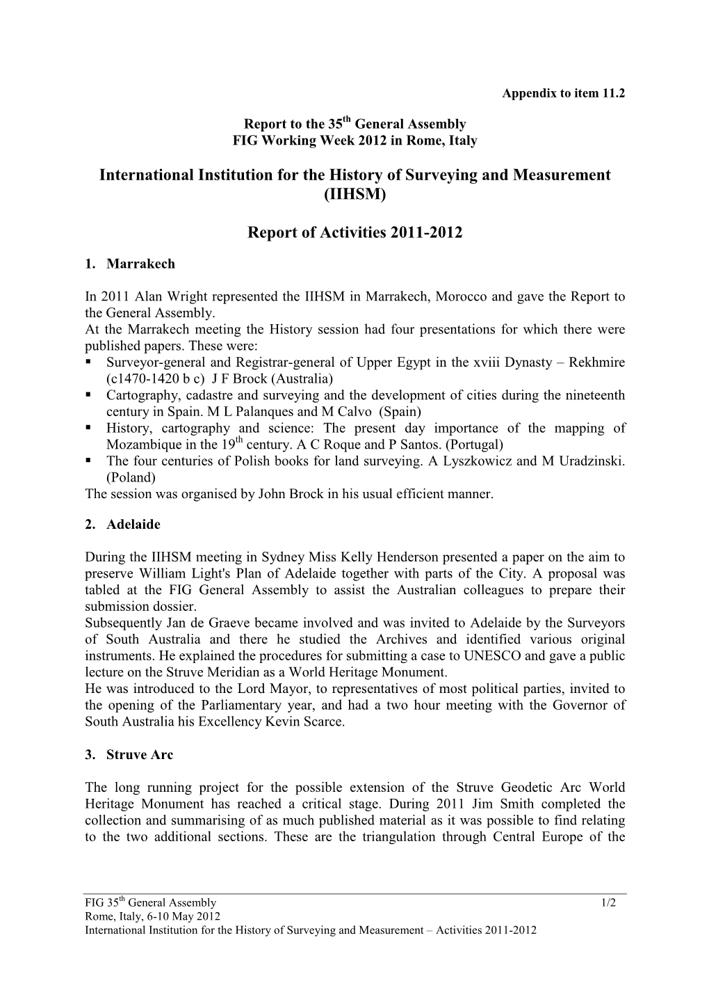 International Institution for the History of Surveying and Measurement (IIHSM)