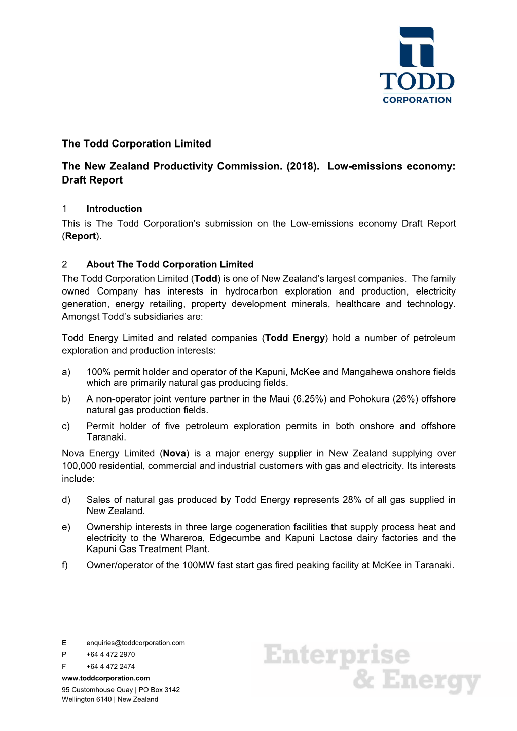 The Todd Corporation Limited the New