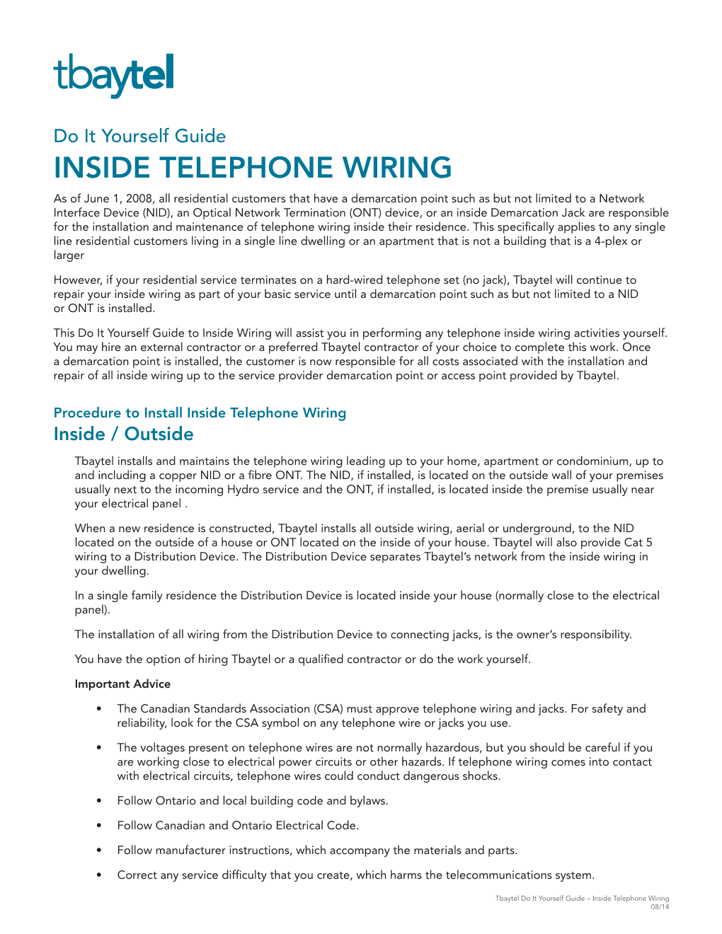 Do It Yourself Guide, Inside Telephone Wiring