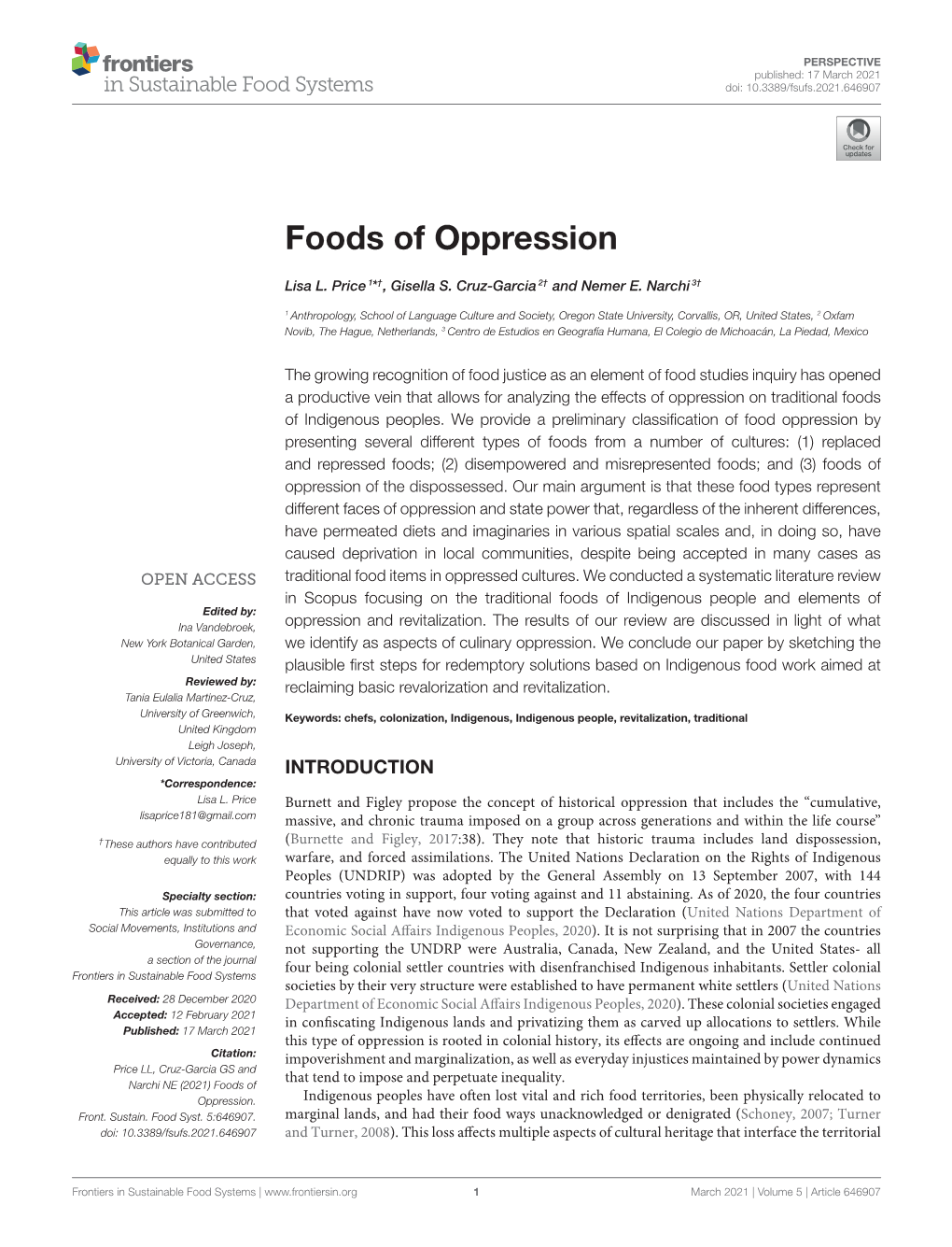 Foods of Oppression