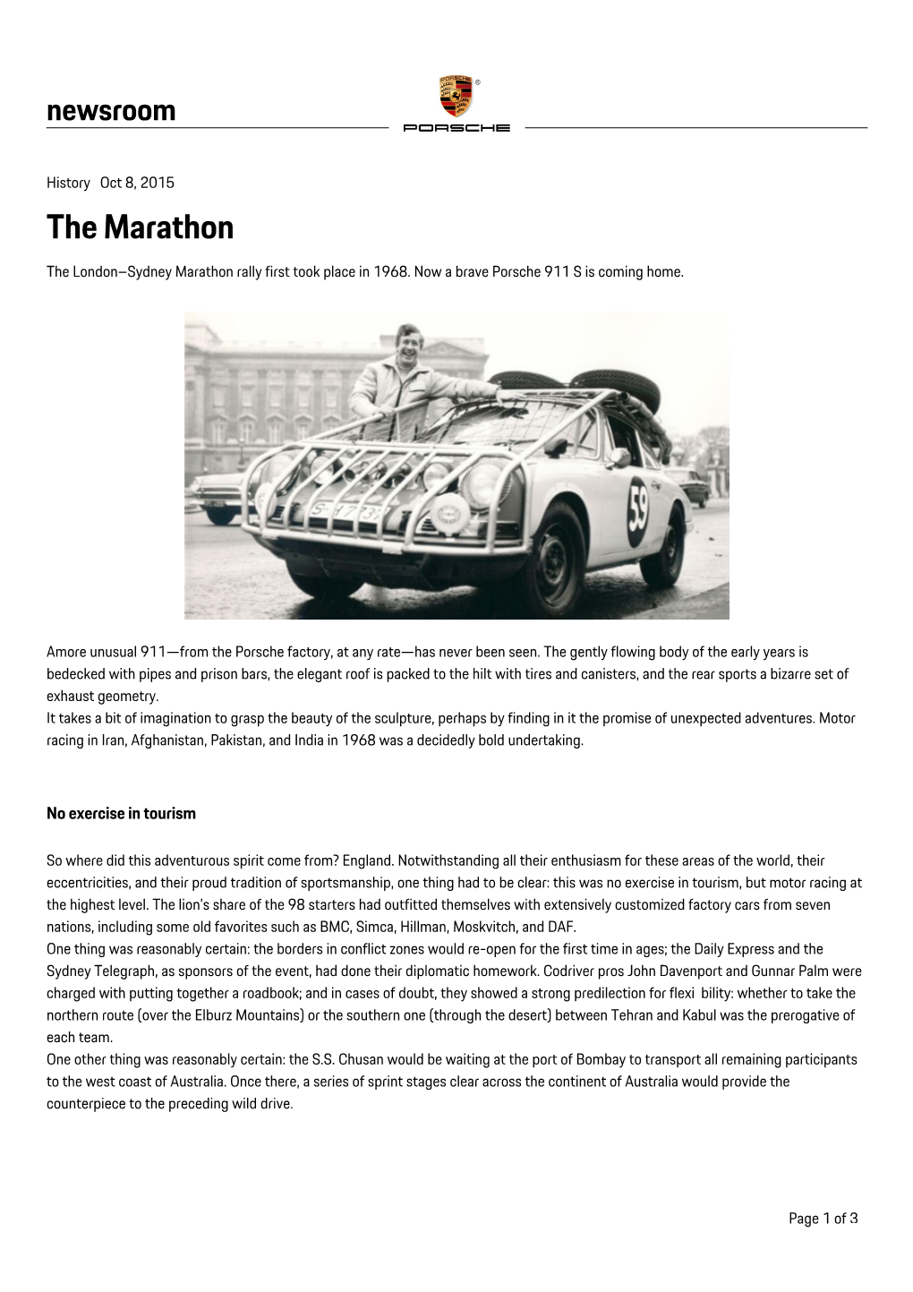 The Marathon the London–Sydney Marathon Rally First Took Place in 1968