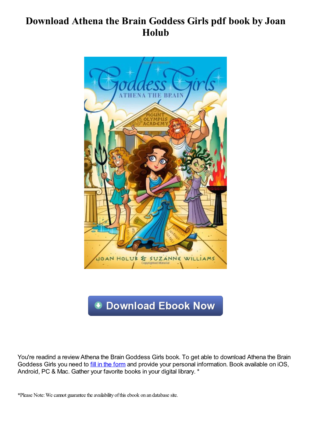 Download Athena the Brain Goddess Girls Pdf Book by Joan Holub