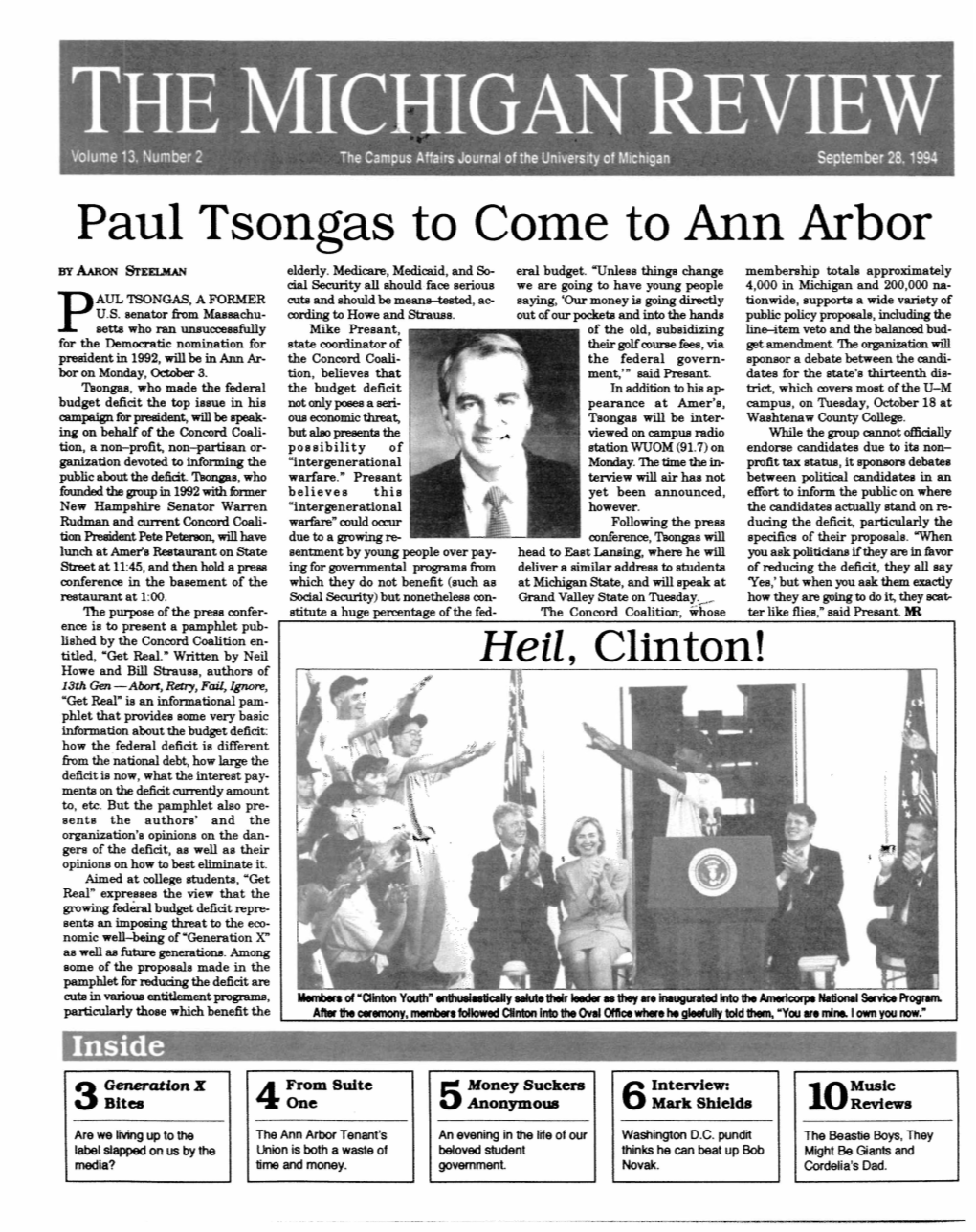 Paul Tsongas to Come to Ann Arbor