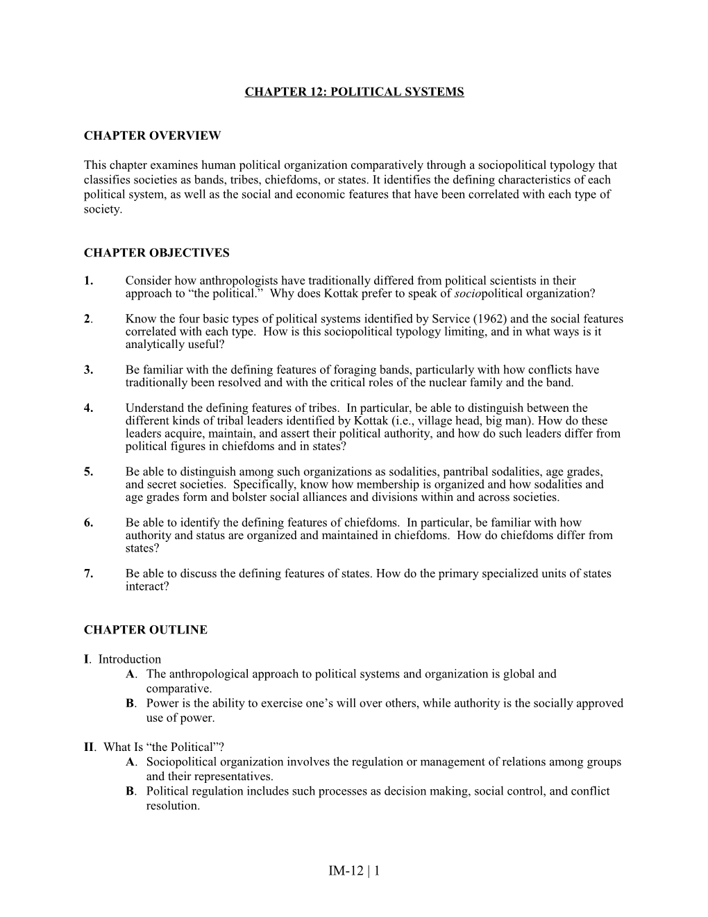 Chapter 13: Political Systems