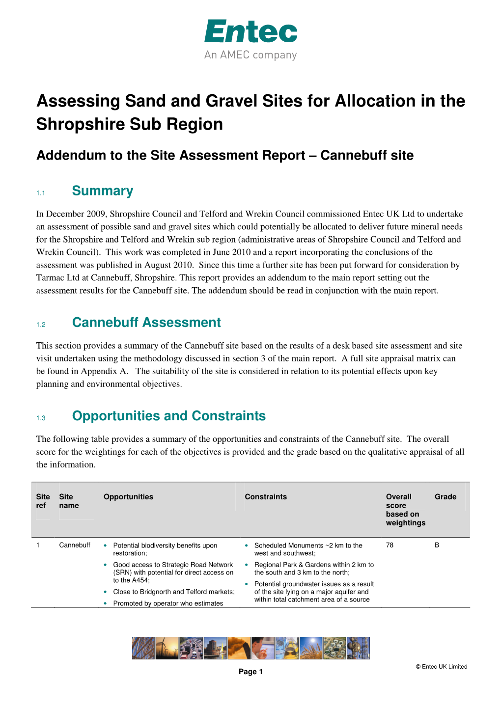 Assessing Sand and Gravel Sites for Allocation in the Shropshire Sub Region