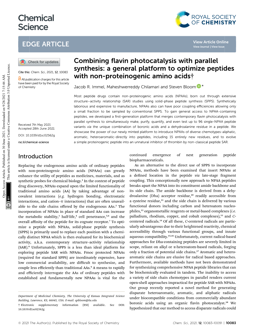 Combining Flavin Photocatalysis with Parallel Synthesis: a General Platform to Optimize Peptides with Non-Proteinogenic Amino Ac