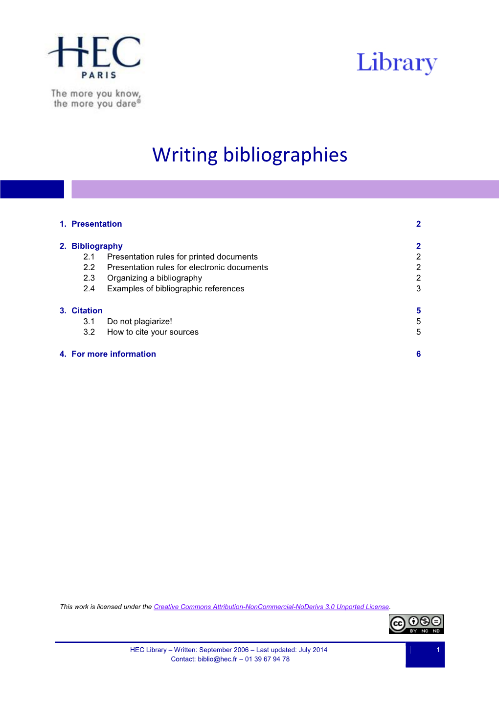 Writing Bibliographies