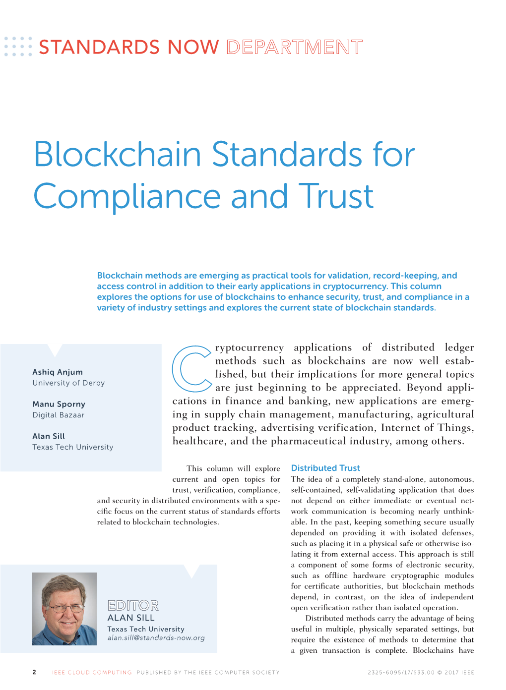 Blockchain Standards for Compliance and Trust
