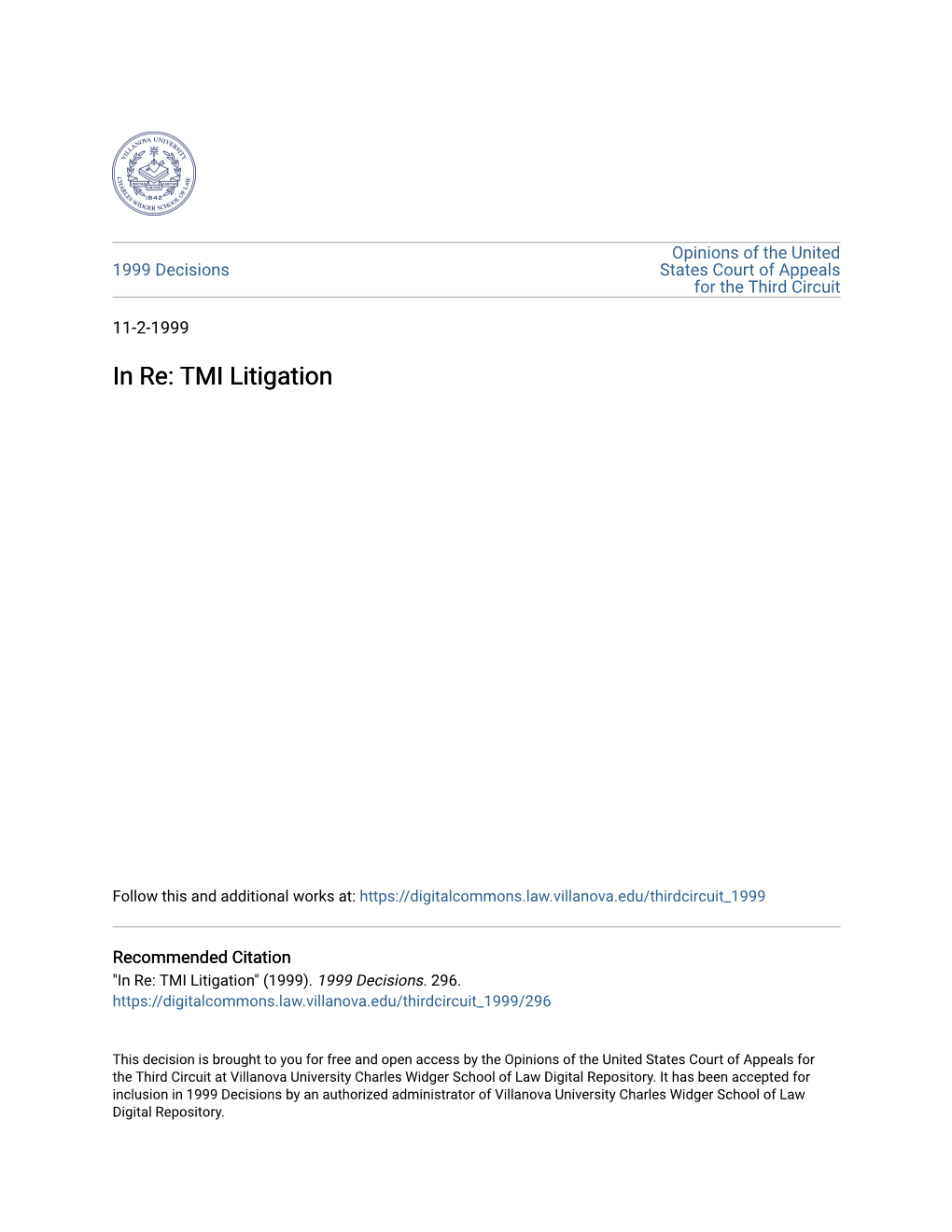 In Re: TMI Litigation