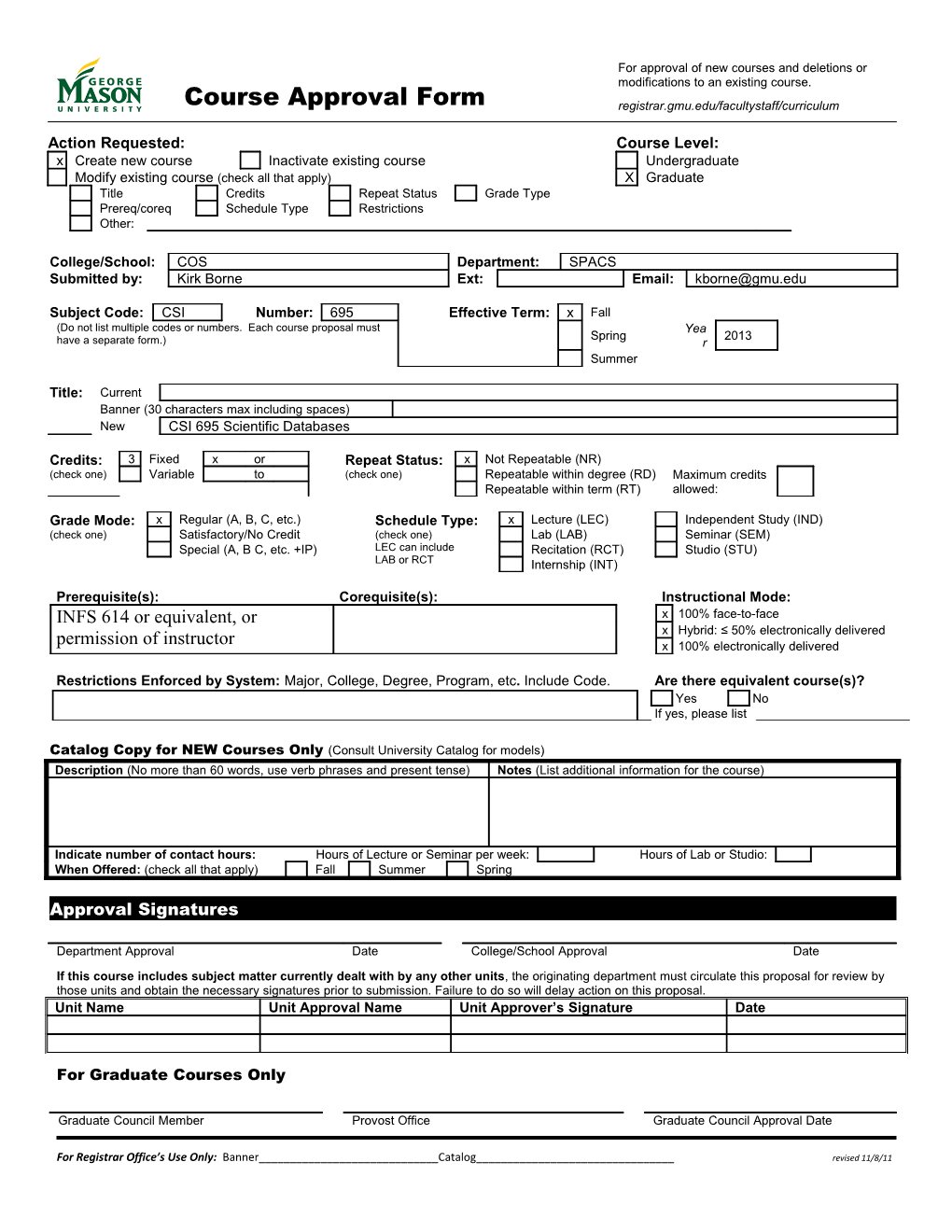 Course Approval Form