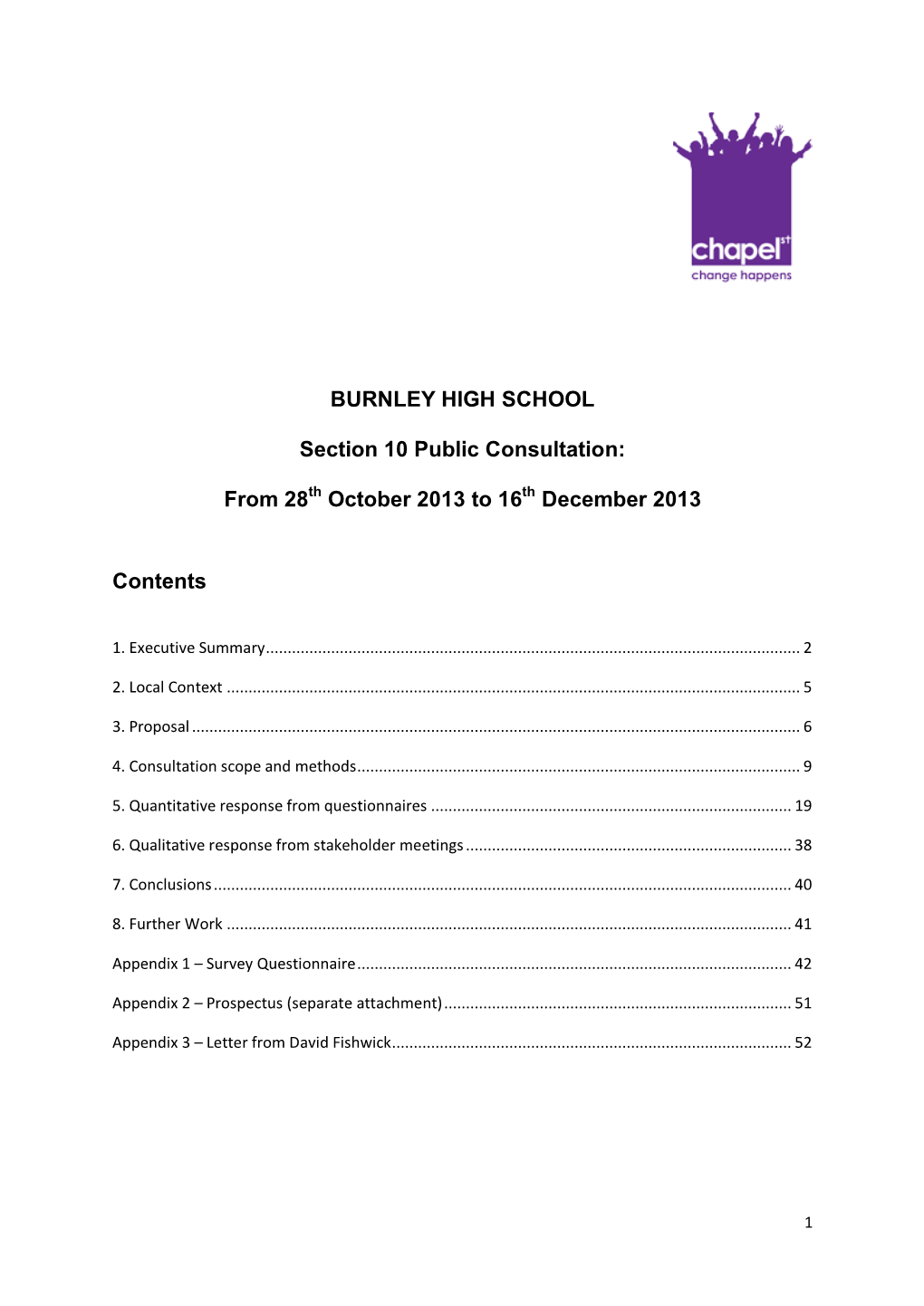BURNLEY HIGH SCHOOL Section 10 Public Consultation