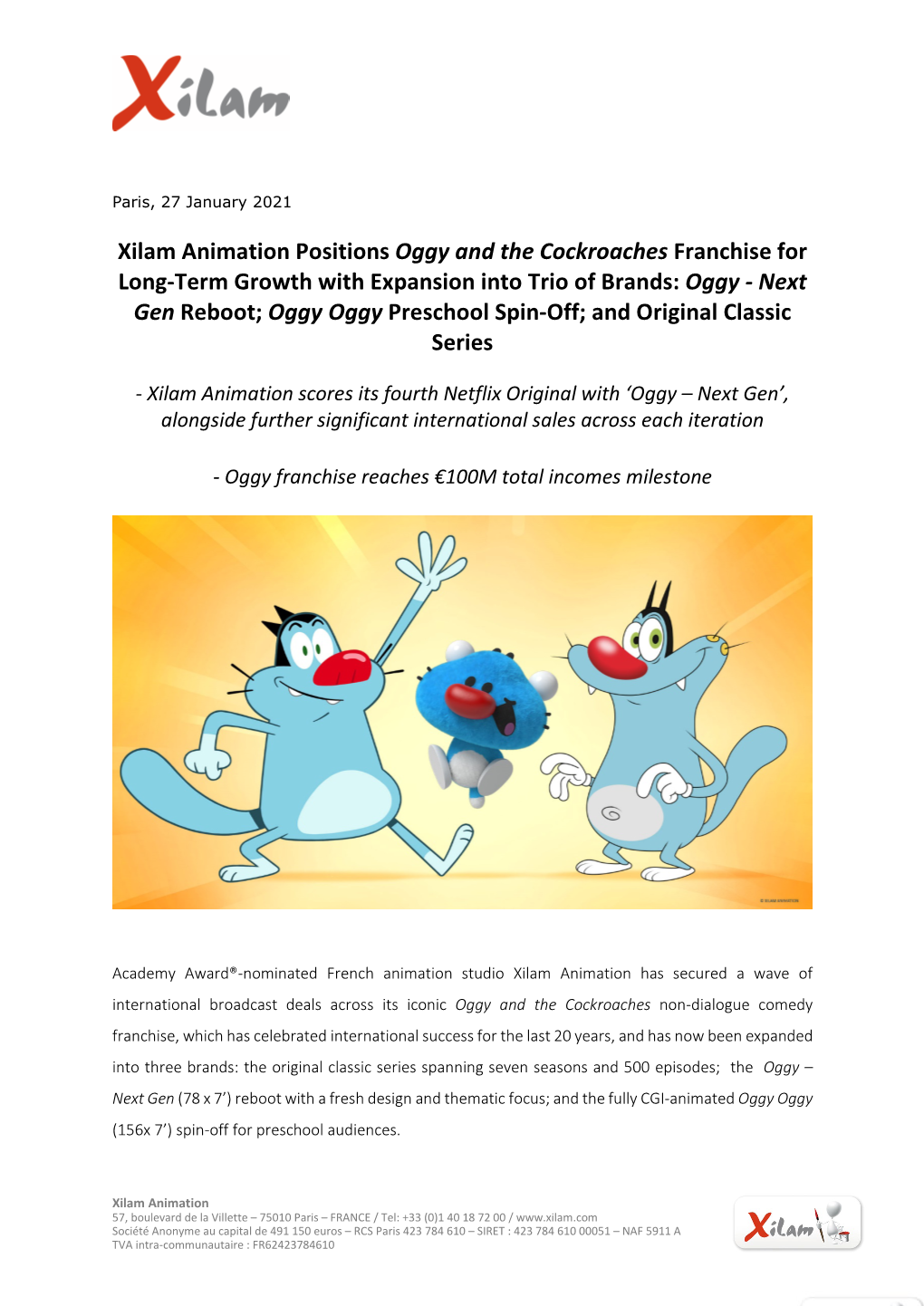 Xilam Animation Positions Oggy and the Cockroaches Franchise For