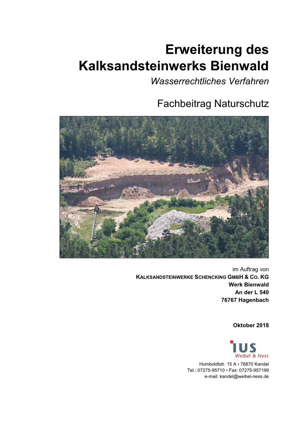 Erweiterung Des Kalksandsteinwerks Bienwald Wasserrechtliches Verfahren