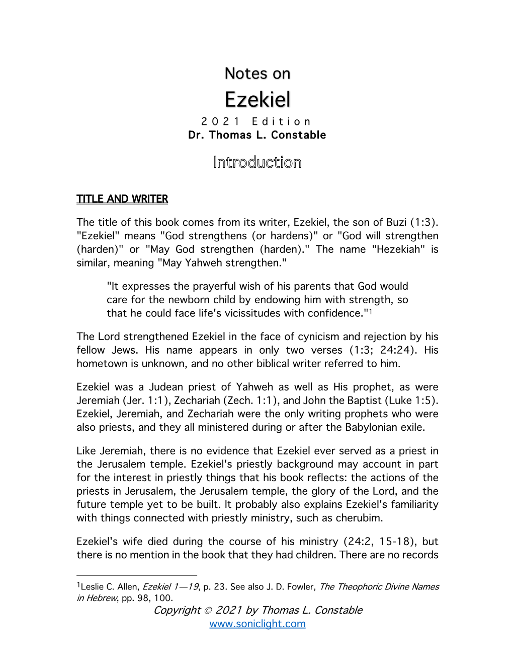 Ezekiel 202 1 Edition Dr