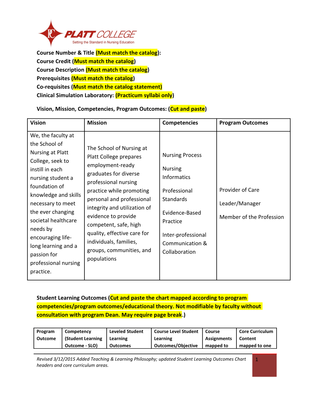 Course Number & Title (Must Match the Catalog)