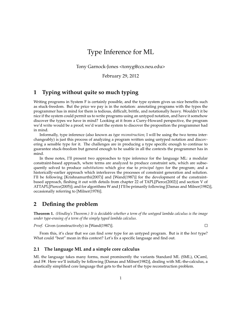 Type Inference for ML