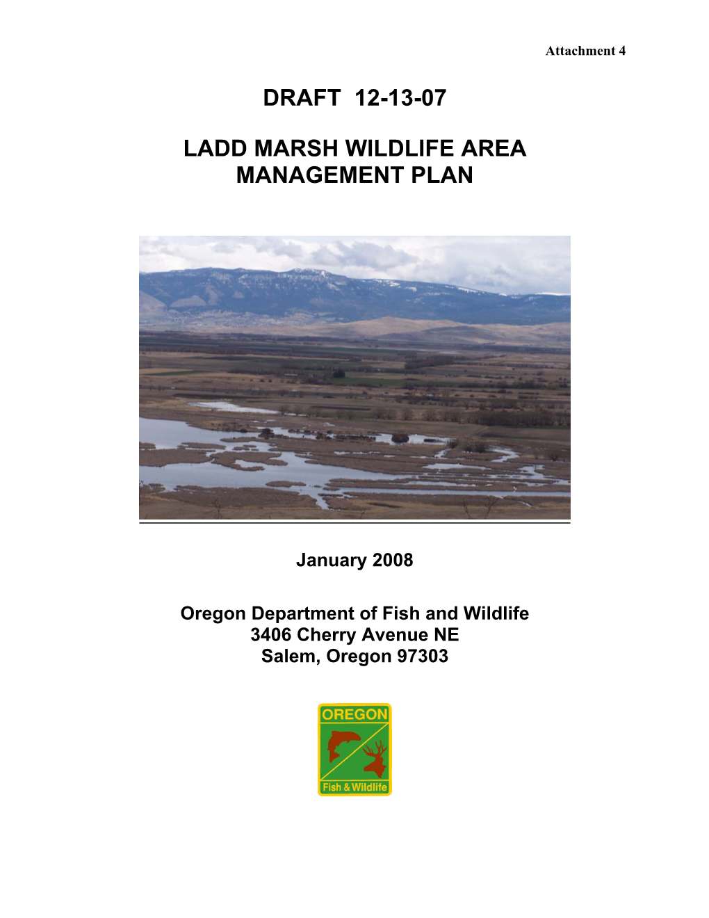 Draft 12-13-07 Ladd Marsh Wildlife Area Management