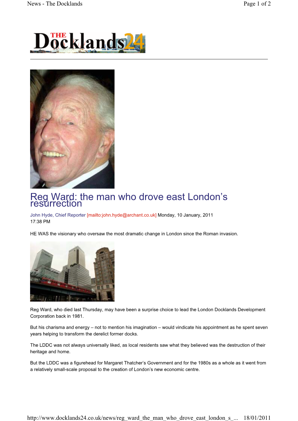 Reg Ward: the Man Who Drove East London's Resurrection