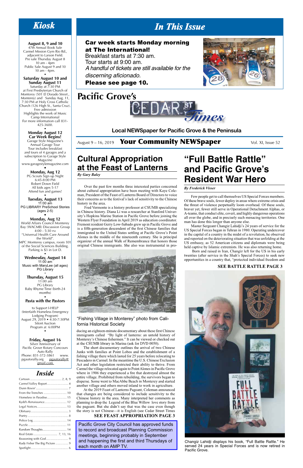 Pacific Grove's in This Issue Kiosk “Full Battle Rattle” and Pacific