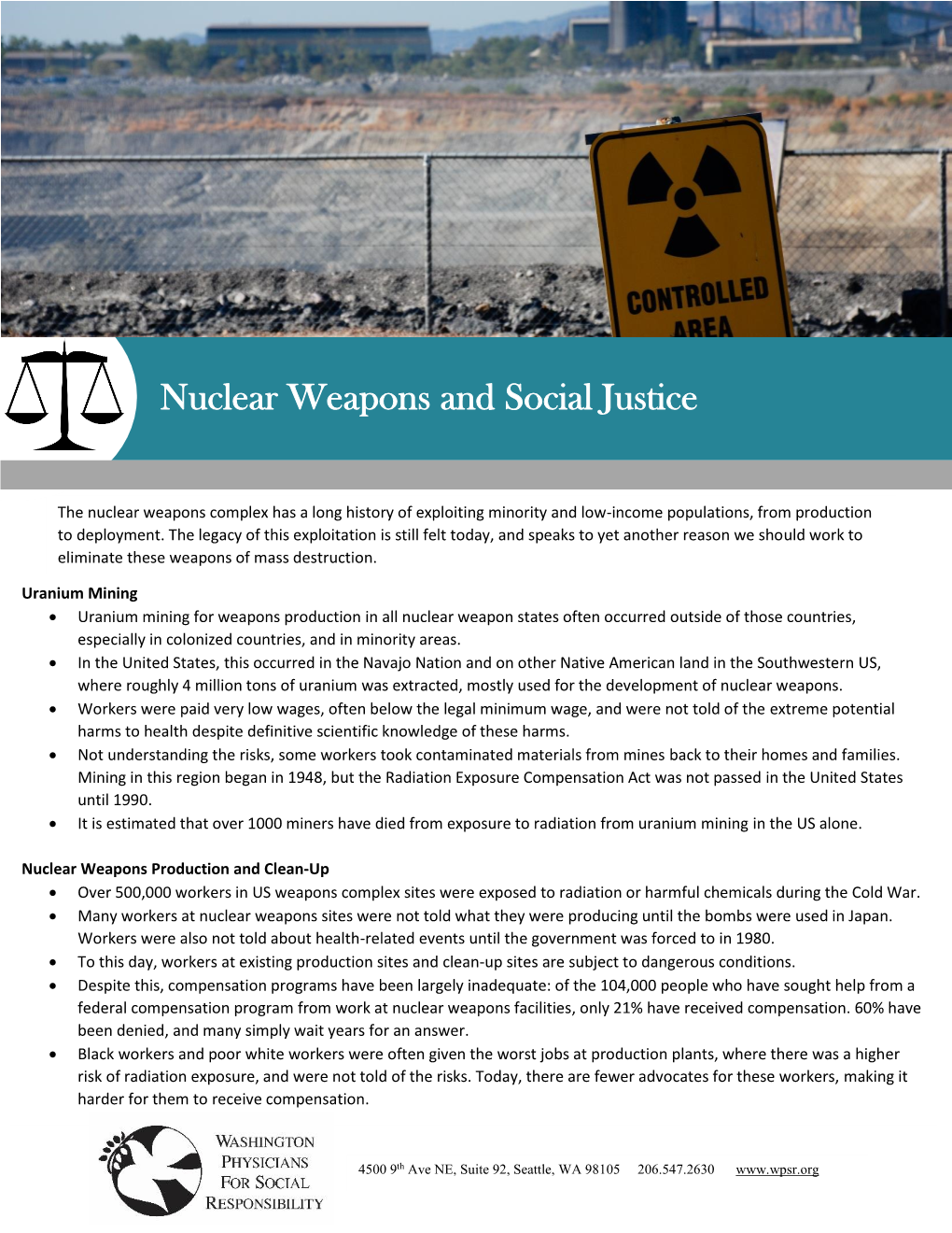 Nuclear Weapons and Social Justice