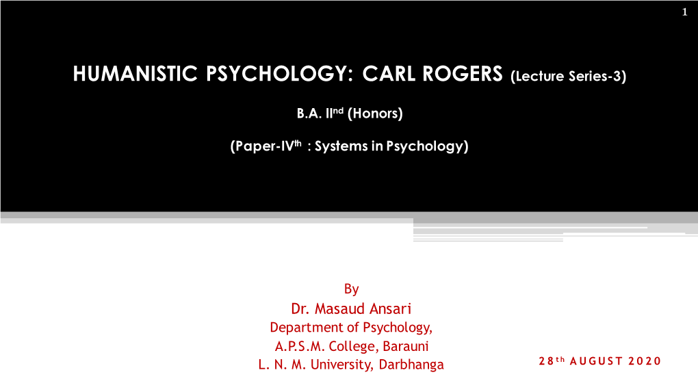 CARL ROGERS (Lecture Series-3)