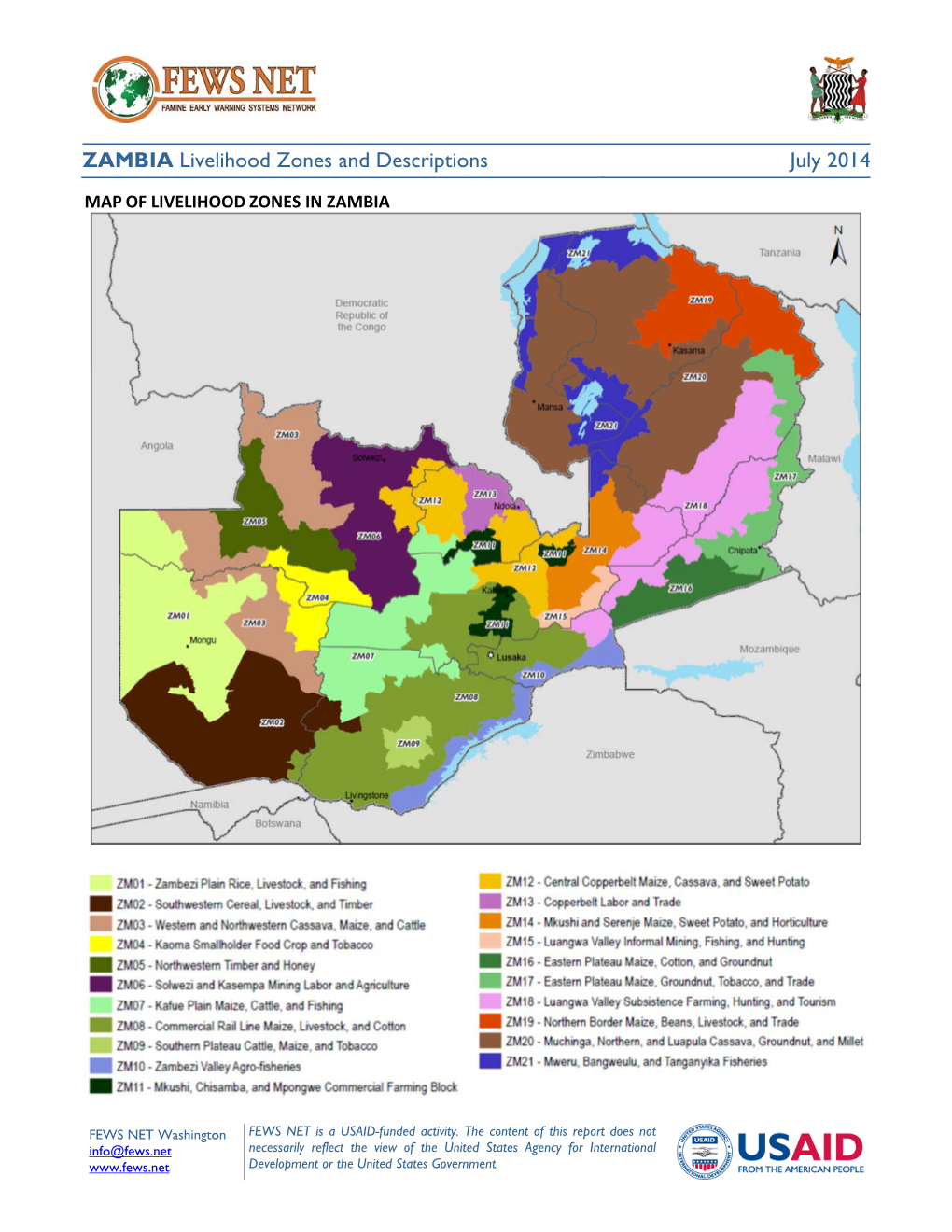 ZAMBIA Livelihood Zones and Descriptions July 2014