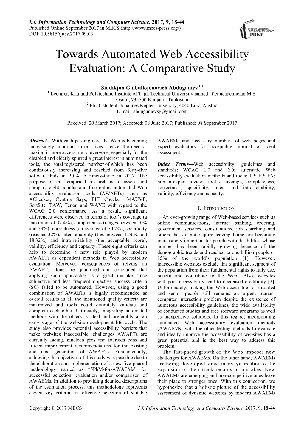 Towards Automated Web Accessibility Evaluation: a Comparative Study