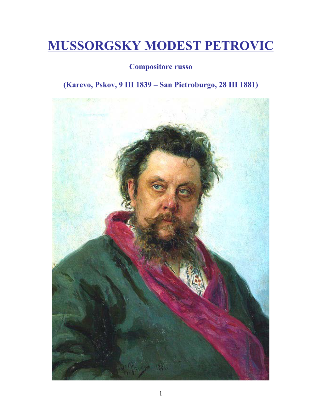 Mussorgsky Modest Petrovic