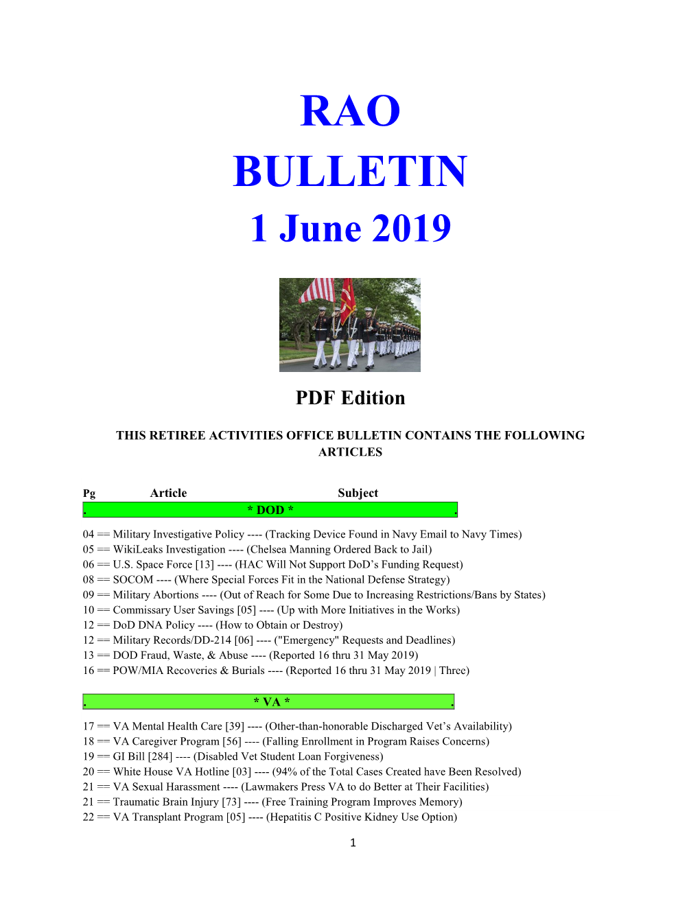 RAO BULLETIN 1 June 2019