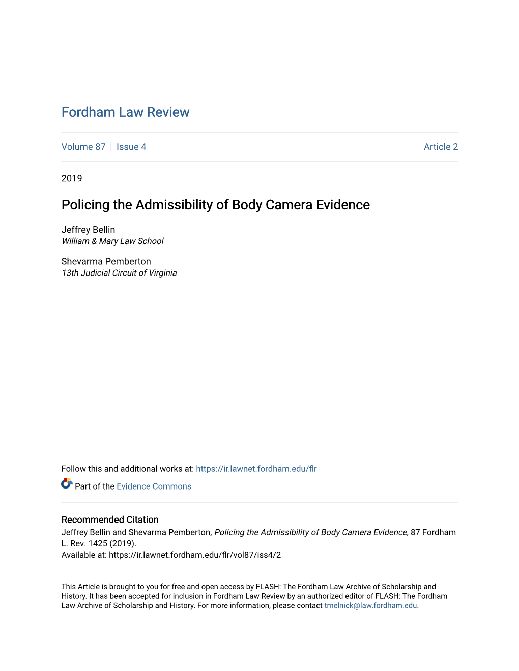 Policing the Admissibility of Body Camera Evidence