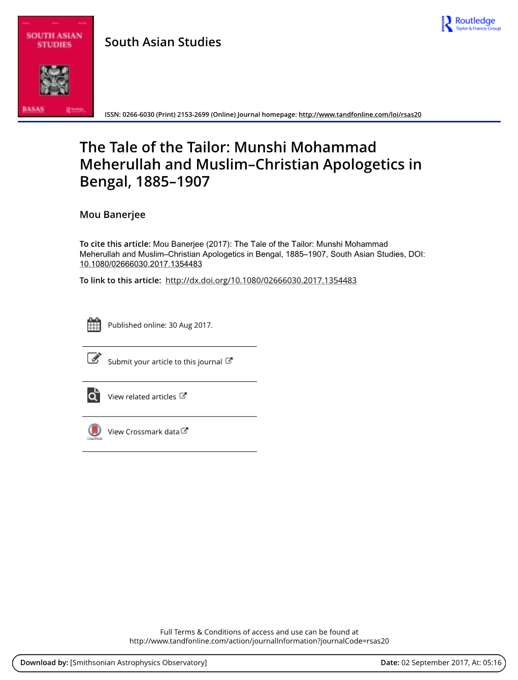 Munshi Mohammad Meherullah and Muslim–Christian Apologetics in Bengal, 1885–1907