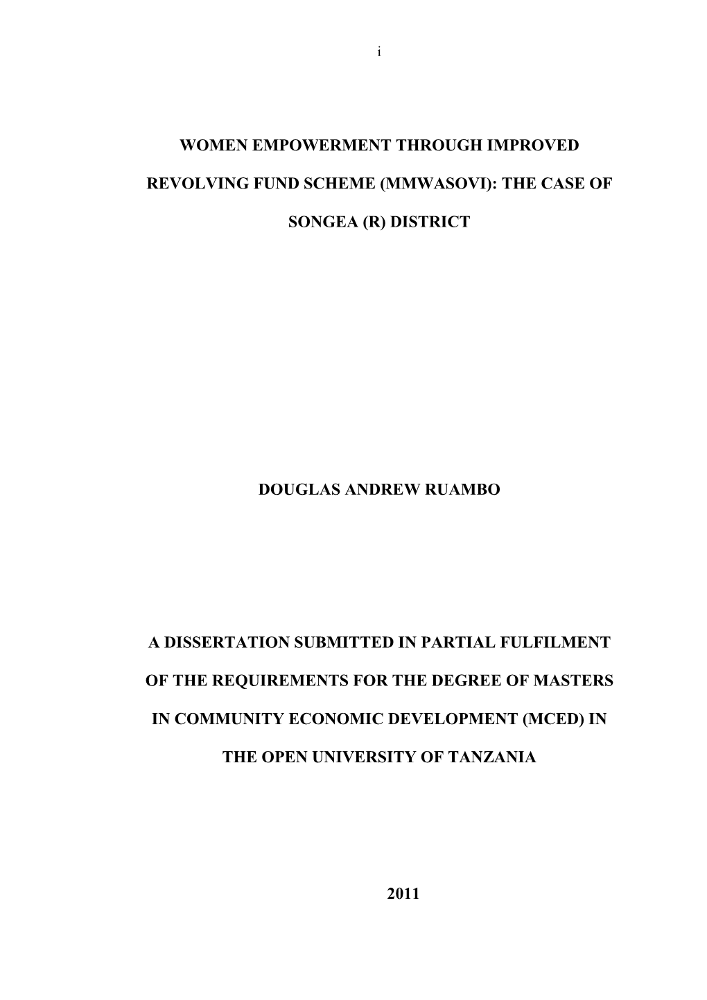 FINAL DISSERTATION MCED 2011-Ruambo