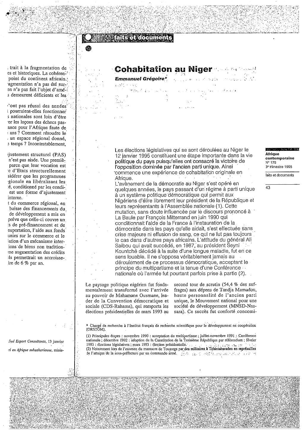 Cohabitation Au Niger