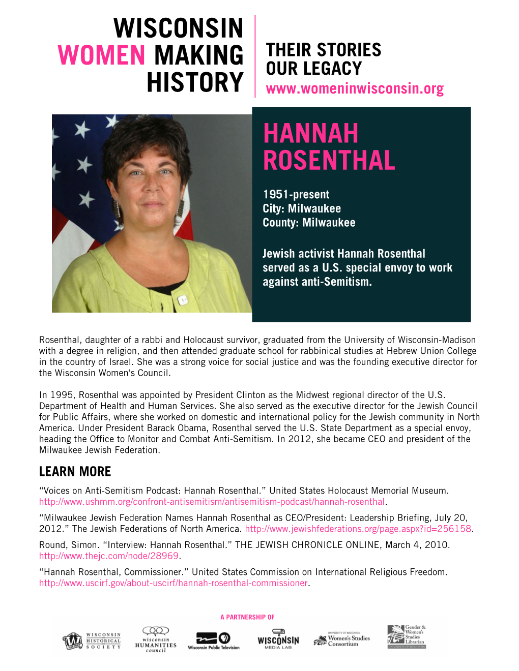 Hannah Rosenthal Wisconsin Women Making History