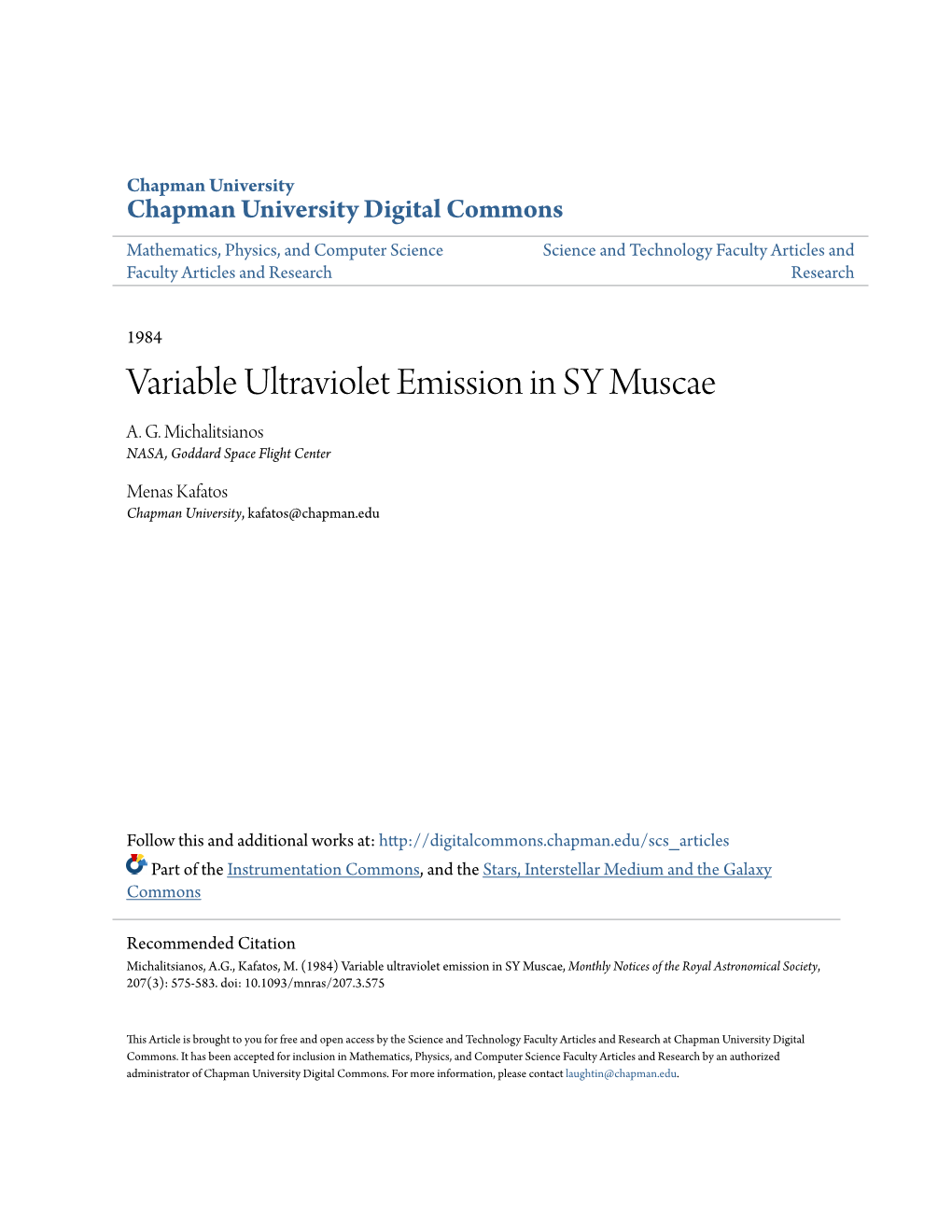 Variable Ultraviolet Emission in SY Muscae A